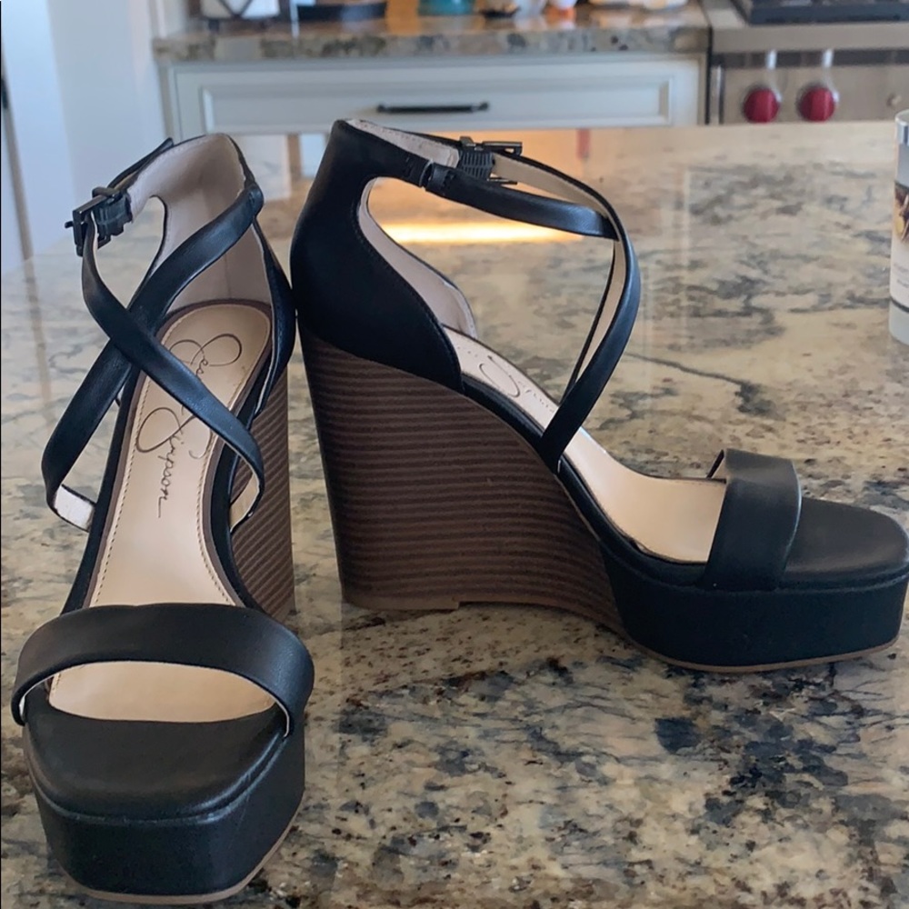 Black platform wedges - barely worn